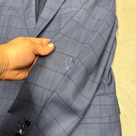 Hugo Boss Blazer Windowpane Blue 100s Wool Sport Coat Johnstons5/Lenon1 38 S - Picture 5 of 13